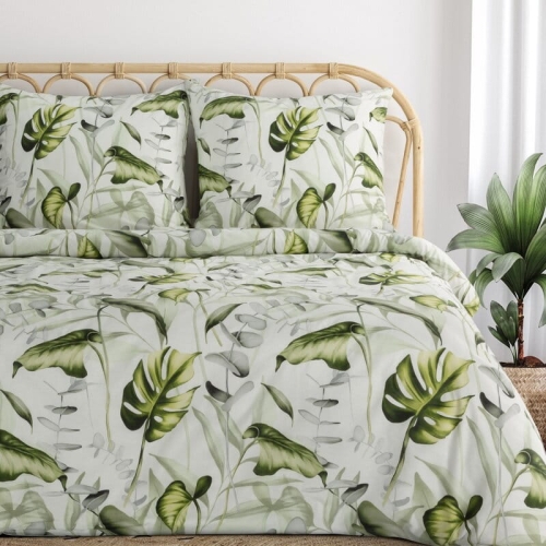 Komplet pościeli bawełnianej w liście tropikalne 140x200 Ellen