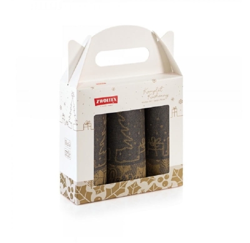 Komplet świątecznych ściereczek kuchennych granatowych 50x70 Merry Christmas