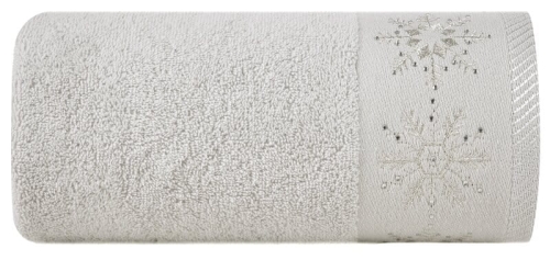 Świąteczny bawełniany srebrny ręcznik 50x90 Śnieżynki