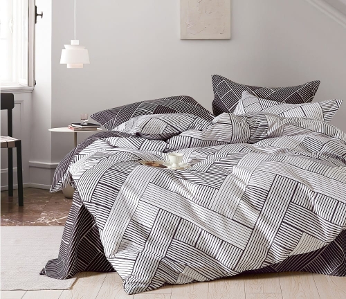 Komplet pościeli z bawełny satynowej 160x200 geometryczny wzór