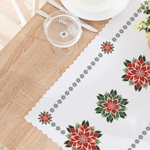 Bieżnik wodoodporny świąteczny 50x100 Gwiazda Betlejemska w folkowym stylu