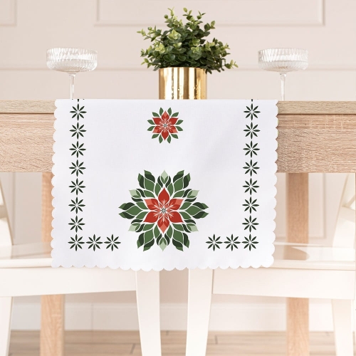 Bieżnik wodoodporny świąteczny 38x140 Gwiazda Betlejemska w folkowym stylu