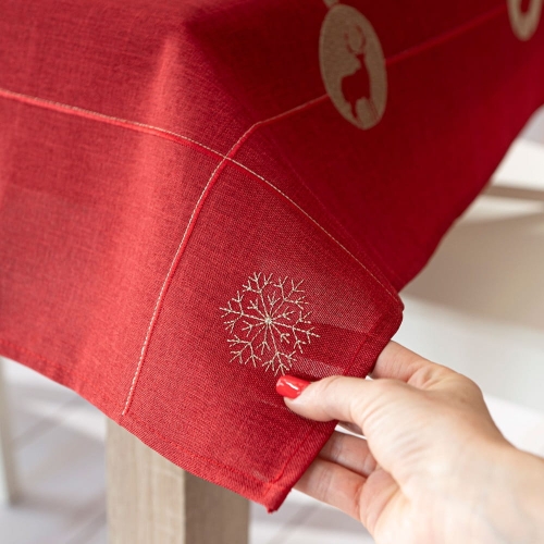 Bieżnik świąteczny czerwony 40x140 Błyszczący Renifer