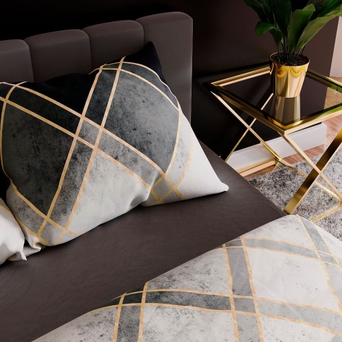 Komplet pościeli z bawełny satynowej geometryczny wzór 160x200 Cindera