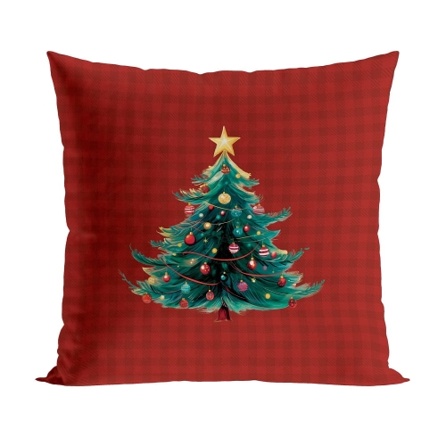 Poszewka dekoracyjna świąteczna czerwona krata 40x40 Choinka