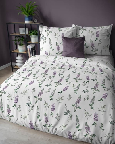 Pościel flanelowa w 220x200 w kwiaty łubinu
