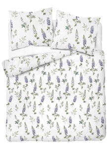 Pościel flanelowa w 220x200 w lawendowo fioletowe kwiaty łubinu