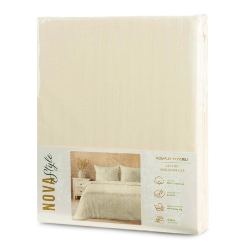 Komplet pościeli z adamaszku 220x200 kremowej