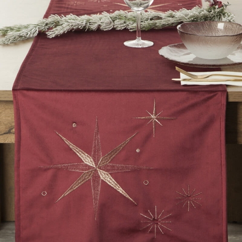 Bieżnik świąteczny 40x140 Bordowo Szampański 
