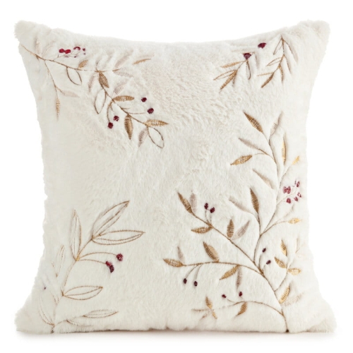 Poszewka świąteczna kremowo złota 45x45 Gałązki