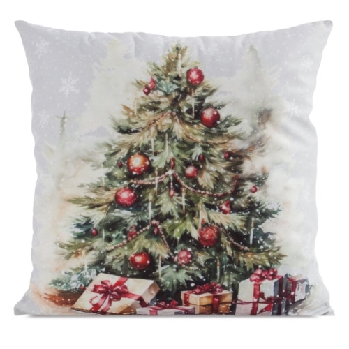 Poszewka świąteczna velvetowa 45x45 Choinka z Prezentami