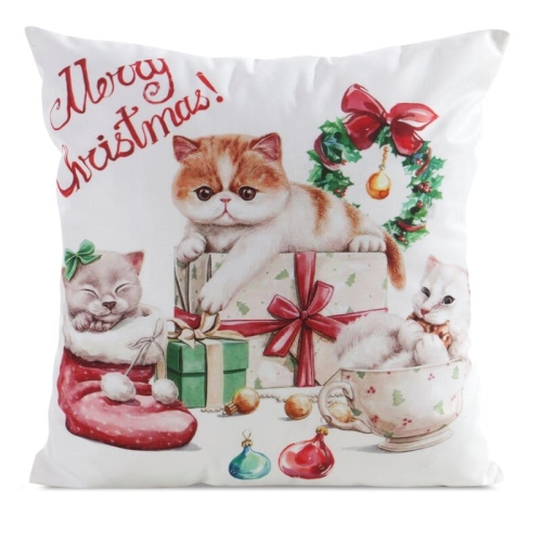 Poszewka świąteczna velvetowa 45x45 Kotki