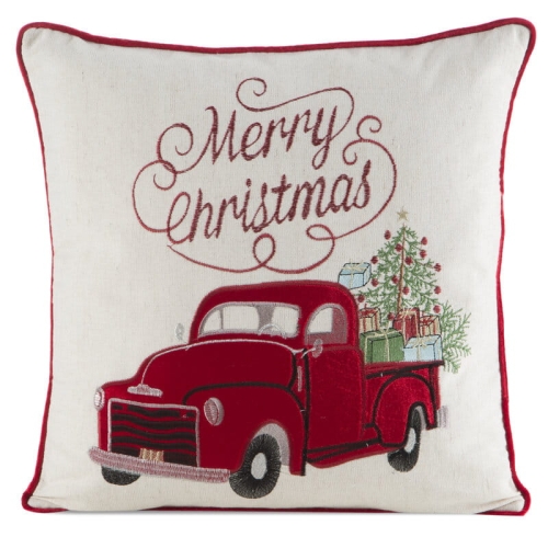 Poszewka świąteczna haftowana 45x45 Merry Christmas Samochód z Choinką