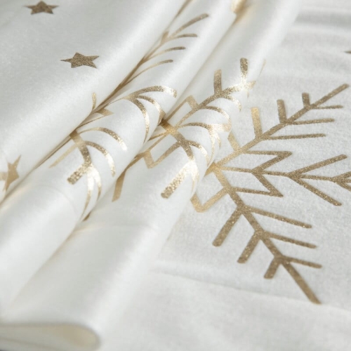 Bieżnik świąteczny biały 40x140 Złote Śnieżynki 