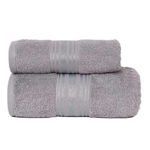 Ręcznik bawełniany 50x90 Oskar ciemno szary ze srebrną bordiurą