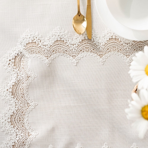 Obrus Serena z gipiurą 140x240 Biały