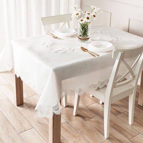 Obrus Serena z gipiurą 140x240 Biały