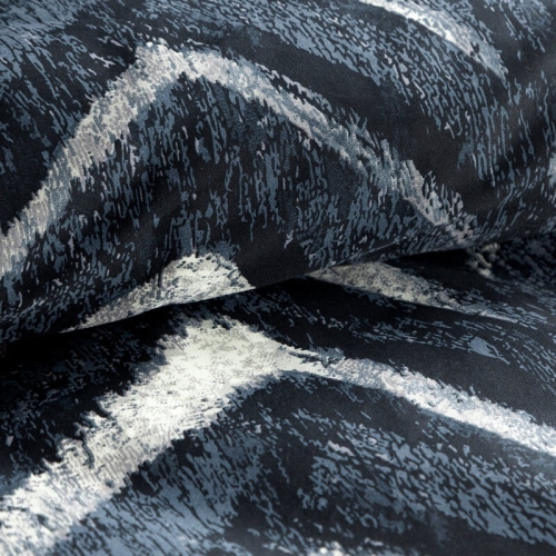 Komplet pościeli z bawełny satynowej Spring 220x200 geometryczny wzór w granacie, czerni i bieli