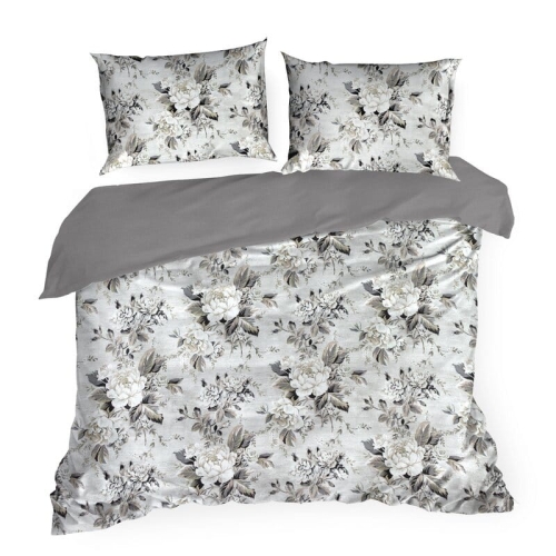 Komplet pościeli z bawełny satynowej Spring 160x200 duże kremowe kwiaty