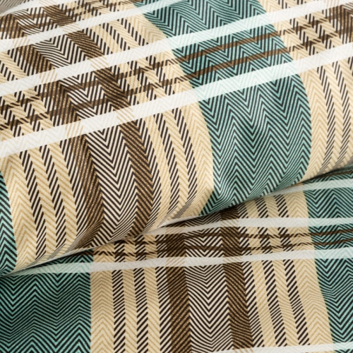 Komplet pościeli z bawełny satynowej Spring 220x200 zielono beżowa w kratę