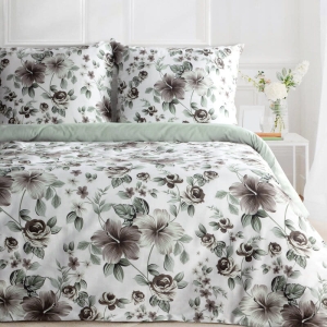 Komplet pościeli z bawełny satynowej Spring 220x200 w hibiskusy i róże