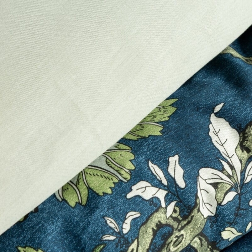 Komplet pościeli z bawełny satynowej granatowej Spring 160x200 w kwiatowy wzór