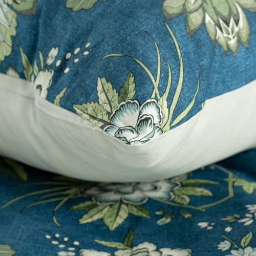 Komplet pościeli z bawełny satynowej granatowej Spring 160x200 w kwiatowy wzór