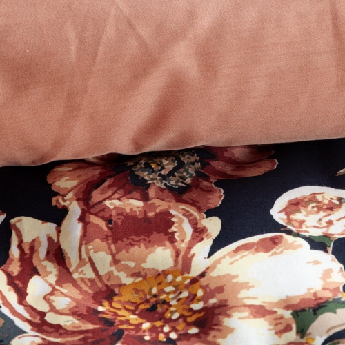 Komplet pościeli z bawełny satynowej Spring 160x200 w czerwone i burgundowe kwiaty