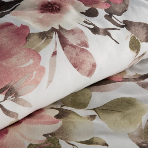 Komplet pościeli z bawełny satynowej Spring 220x200 w czerwone, bordowe i pudrowe kwiaty