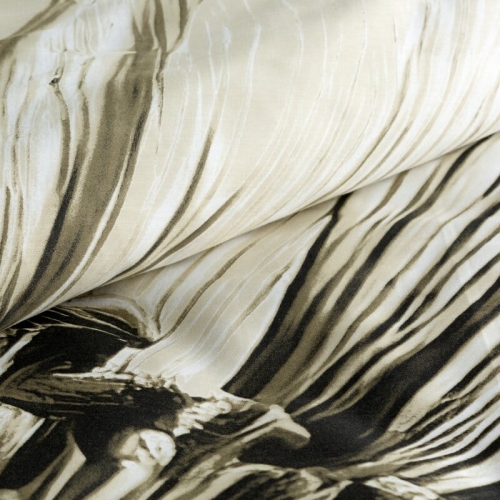 Komplet pościeli z bawełny satynowej Spring 160x200 w duży czarno beżowy kwiat