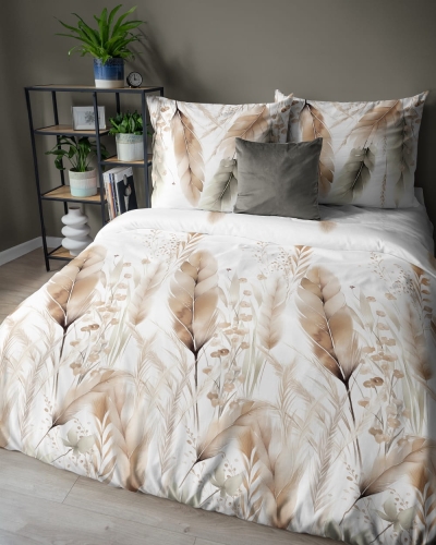 Komplet pościeli z satyny bawełnianej 220x200 pióra i trawy