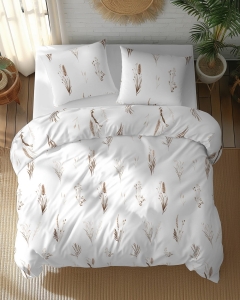 Pościel bawełniana 100% 180x200 w beżowe trawy