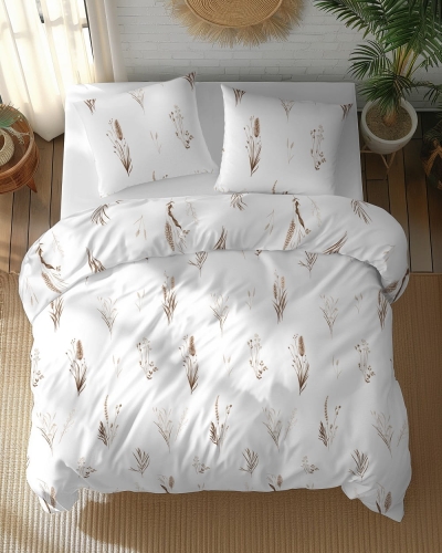 Pościel bawełniana 100% 220x200 w beżowe trawy