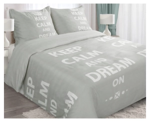 Komplet pościeli popielatej 160x200 keep calm and dream 