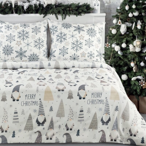 Świąteczna pościel bawełniana 160x200 ze skrzatami