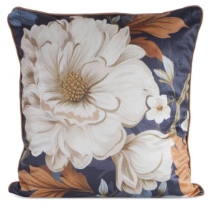 Poszewka dekoracyjna velvet 45x45 granatowa w kwiaty