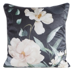 Poszewka dekoracyjna velvet 45x45 kremowe kwiaty 