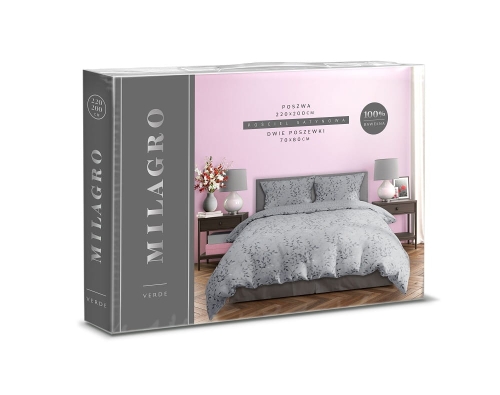 Pościel bawełna satynowa Milagro 220x200 Grey Botanica