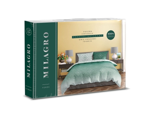 Pościel bawełna satynowa Milagro 220x200 Zielony Ornament