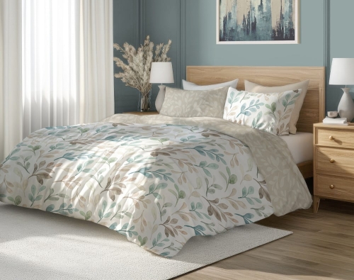 Pościel bawełna satynowa Milagro 220x200 Soft Leaves