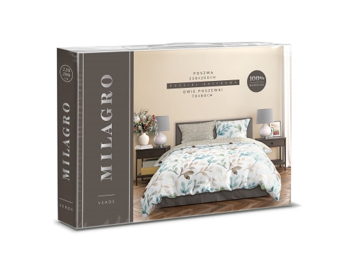 Pościel bawełna satynowa Milagro 220x200 Soft Leaves
