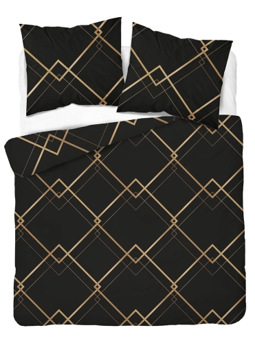Komplet pościeli z satyny bawełnianej czarnej 220x200 we wzór geometryczny Home Satin