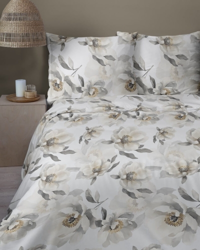 Komplet pościeli z satyny bawełnianej 220x200 w duże pełne kwiaty Home Satin