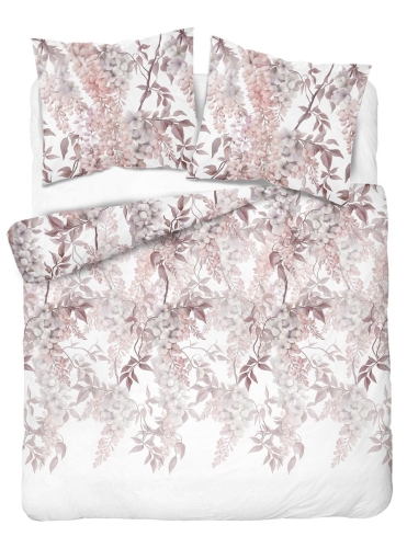 Komplet pościeli z satyny bawełnianej 160x200 w kwiaty glicynii Home Satin