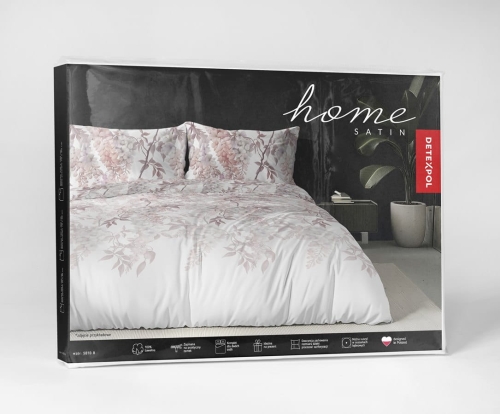 Komplet pościeli z satyny bawełnianej 160x200 w kwiaty glicynii Home Satin