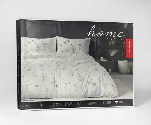 Komplet pościeli z satyny bawełnianej miętowej 160x200 w drobne kwiaty Home Satin