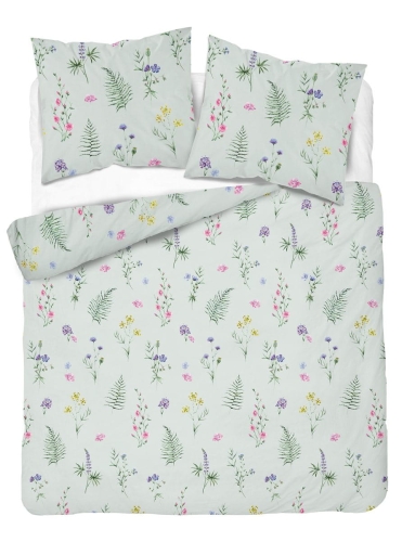 Komplet pościeli z satyny bawełnianej miętowej 220x200 w drobne kwiaty Home Satin
