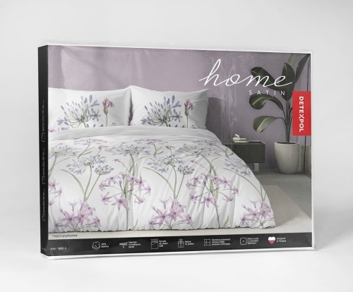 Komplet pościeli z satyny bawełnianej 160x200 w kwiaty czosnku ozdobnego Home Satin