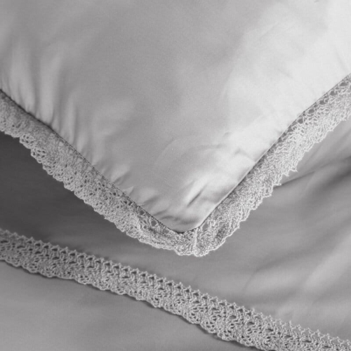 Komplet pościeli Retro z koronką 160x200 w kolorze srebrnym