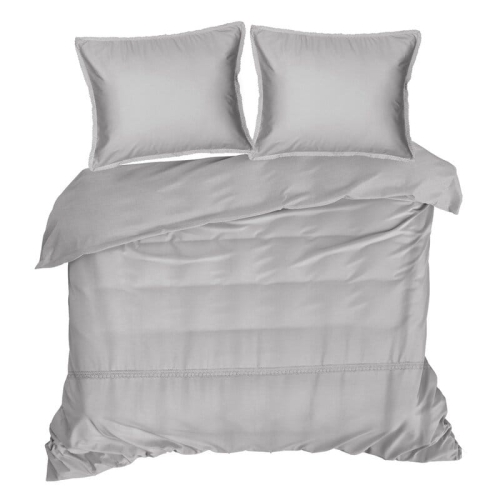 Komplet pościeli Retro z koronką 160x200 w kolorze srebrnym